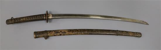 A WWII Japanese naval officers katana, 1940s, length of blade 66.5cm